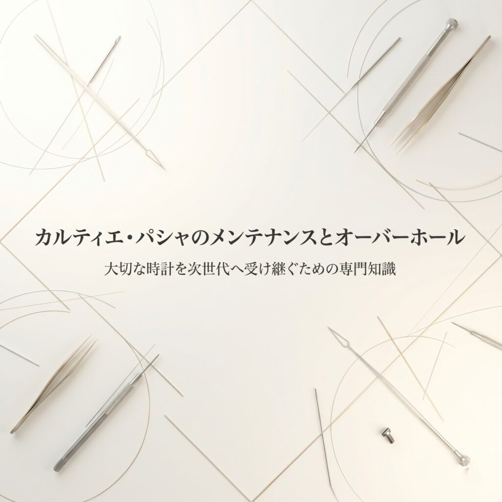 「カルティエ・パシャのメンテナンスとオーバーホール 大切な時計を次世代へ受け継ぐための専門知識」と書かれたプレゼンテーションの表紙画像。