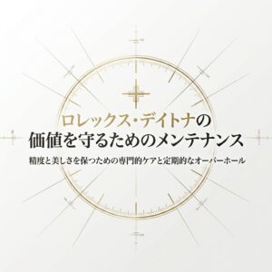 ロレックス・デイトナの価値と精度、美しさを保つための専門的ケアと定期的なオーバーホールについてのタイトル画像。