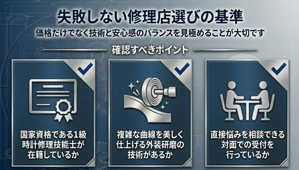 信頼できる時計修理店を見極める3つの基準